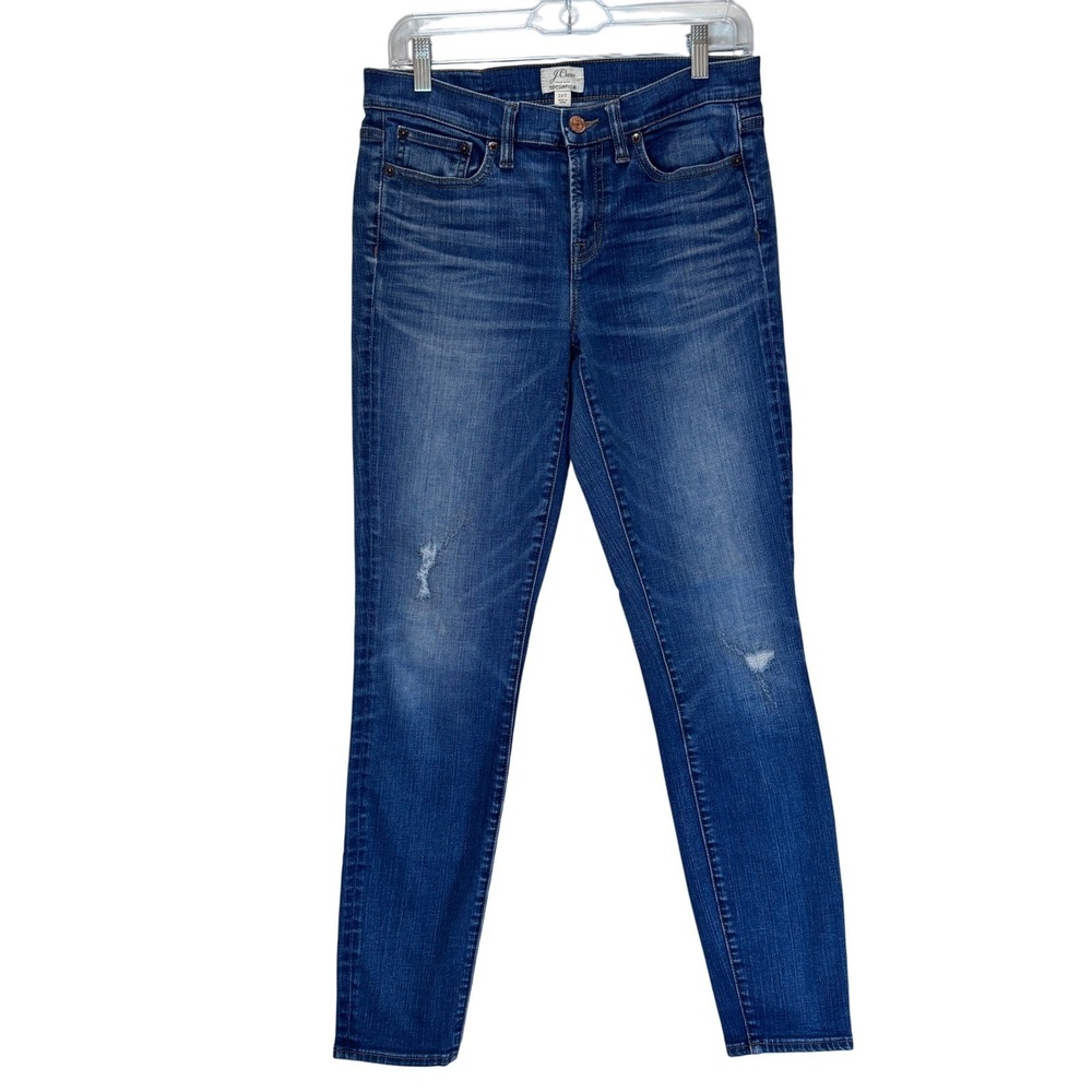 J.Crew Jeans Womens 28T Toothpick Blue Distressed‎ Skinny Denim Tall Pants Fall